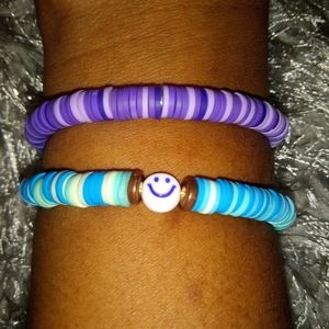 Blue and purple clay bead Bracelets